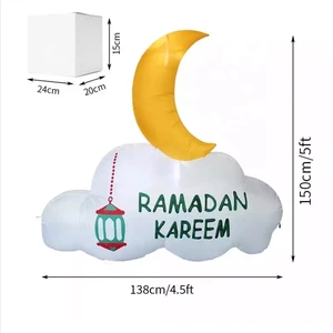Factory Direct Ramadan Kareem Decoration LED Light up Inflatable Ramadan Kareem Moon Star