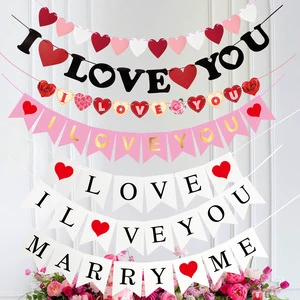 Valentine's Day love Decoration Marriage Proposal Wedding Banner Siupplies