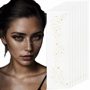 Custom Metallic Speckles Face Sticker Realistic Long Lasting Faux Freckle Tattoo Waterproof Temporary Tattoo For Festival Makeup