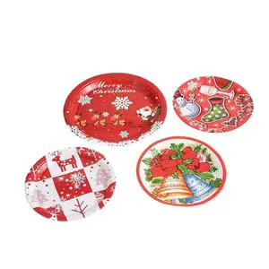 2026 Christmas Holiday Supplies Disposable Tableware Plate for Restaurant Decorations Christmas Party