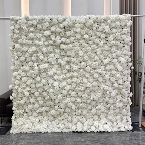 2025 Hot Selling 8ft * 8ft White Flower Wall High Quality Artificial Flower Wedding Background, Used for Wedding Decoration