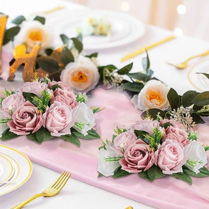 Wholesale Home Table Decor Wedding Centerpieces Decoration Silk Roses Ball Bouquet Reusable Artificial Flowers Decor Wedding