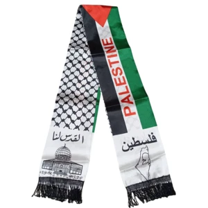 Custom 14*135cm Scarf Palestine Events Decoration Satin Polyester Palestine Flag Scarf