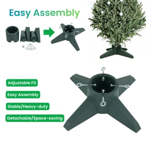 Easy Assembly Detachable Space-saving Stable Heavy-duty Plastic Green Xmas Christmas Tree Stand Base Holder For Christmas Tree