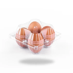 Wholesale Customized 4 Cells One-piece Clamshell Disposable Household Kitchen Refrigerator Fresh-keeping PET Plastic Egg Tray