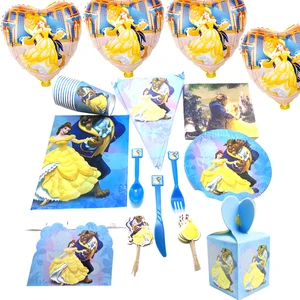 Party Supplies the Beauty and the Beast Design Paper Plate Paper Cup Tablecloth Party Decorations Set