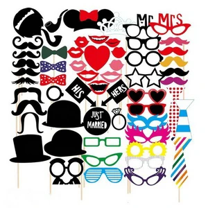 58PCS/Set New Bachelorette Party Photo Props Bridal Lips Glasses Hats Moustache Crown Party Supplies
