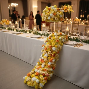 Custom Wedding Floral Decor Flower Runner Row Centerpiece Artificial Silk Rose Hydrangea 3D Floral Installation for Event Party