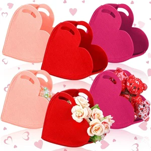 Heart Shaped Felt Wedding Gift Bag Candy Goodie Bags for Guest Favor Valentine's Day Mother's Day Birthday Christmas Kids Party