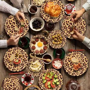 Leopard Themed Disposable Paper Plate Tableware Set Party Supplies for Table Decorations