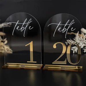 Transparent Acrylic Arch-Shaped Table Number Stands and Seat Cards for Cross-Border Weddings