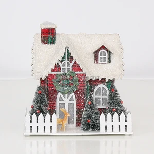 Sparkling Battery LED Light Christmas House Ornaments Indoor Table Village Decor Tree Snowman Perfect Figurine Xmas Decorations