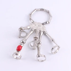 Halloween Accessories Skeleton Claws Metal Hand Rings Bracelet Punk Mens' Finger Gothic Claws Bangles Bracelet