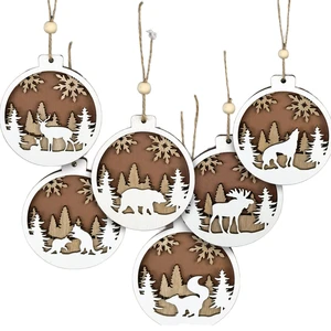 BOGE Factory Christmas Wooden Reindeer Snowflake Hanging Ornaments Christmas decorations