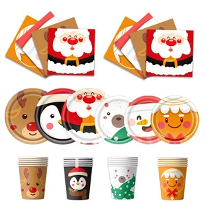 Bestsellers Festive Style Christmas-themed Birthday Party Decorations Including Disposable Tableware (Paper Plates)-Multi Style
