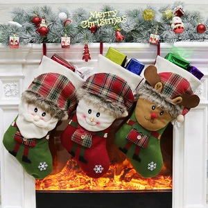 Wholesale Cute Style Family Santa Stocking Luxury Christmas Tree Decoration Personalized Christmas Stockings Home Decoration