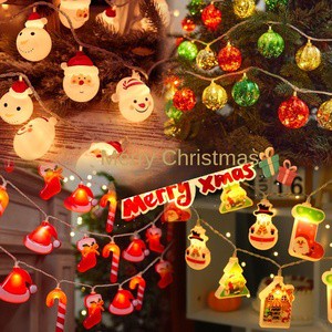 Waterproof Cross-Border LED Christmas Lights Old Man Christmas Tree Lighthouse String Lights Holiday Room Layout Flashing