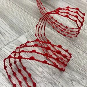 Red Hair Ball Mesh Ribbon - Christmas Festival Holiday Decoration Ribbon for Gift Bags and Accessories
