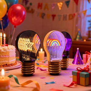 New Style Lamp Infinity Tunnel Light Heart Rainbow Star LED Mirror Bulb Rechargeable USB-C Light Gift for Decorative Purposes