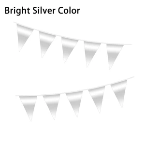 Baisida 32 Feet Bright Waterproof Foldable Polyester Plastic Hanging Pennant Bunting Garland Digital Printing for Wedding Favors