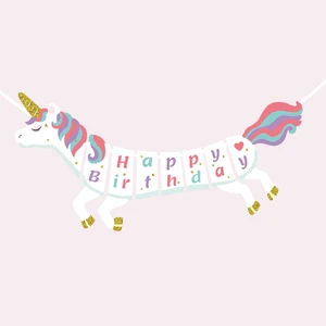 YOT Unicorn Theme Party Paper Banner Kid Likes Party Decoration Festival Party Supplies Banner