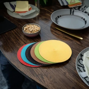 Edge Gold Woven Design Reusable Non-Toxic Plastic PP Customizable Sizes Placemats Unique Personalized Asian Zen Table Pads