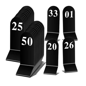 2025 Table Numbers Acrylic Double Sided Number Cards Acrylic Tent Table Holders Tent Cards for Restaurant