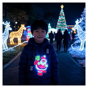 EL Glow Badge for Christmas Tree Ornament and Wearable Decor. Battery Powered. Perfect for Adding Holiday Cheer to Any Occasion.