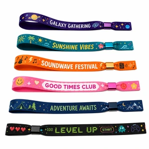 Factory Wholesale Party Wristbands Custom Logo Sublimation Printed Fabric Woven Event Entrance Ticket Wrist Band