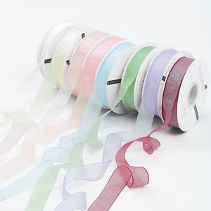2.5cm *20Y Luxury Starlight Pearlescent Polyester Gauze Ribbon Flowers Cake Tie Ribbon for Halloween Christmas Decorations