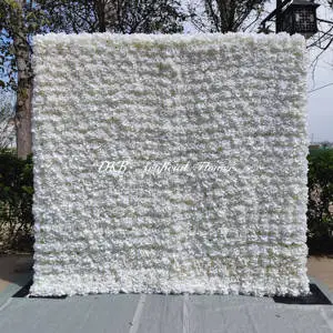 Factory Price Wholesale Wedding Flowers Backdrop Wall Decoration Artificial White Flower Wall High Quality Silk Flower Wall