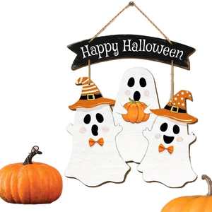 DAMAI Nicro Factory Price High Quality Horror Wooden Door Pendant Ghosts Welcome Sign Halloween Party Supplies Wall Decoration