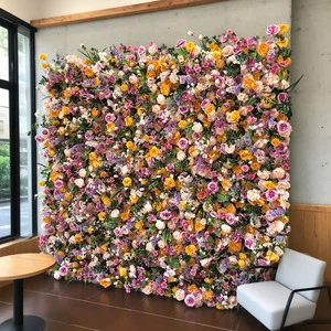 Wholesale Custom Colorful Flower Wall Wedding Supplies Decoration Rose Backdrop Artificial Wedding Decorative Flower Wall
