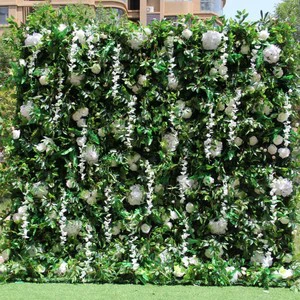 Customized Artificial Flower Wall Rose Green Plant Flower Wall for Home Office Graduation Wedding Photography Props