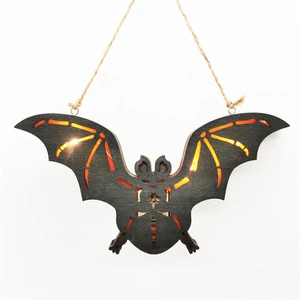 Halloween Wooden Handicrafts Glowing Wooden Bat Decorative Hanging Items for the Halloween Atmosphere Table