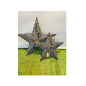 New Arrival Mixed Star Christmas Tree Decorations Hanging Iron and Wood Ornaments for Festivals and Events