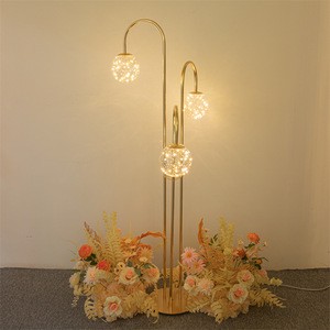 LANJO Elegant Romantic Modern Stainless Steel Wedding Stage Backdrop Road Lead Light Props Decorative Lights Outdoor/Indoor Use