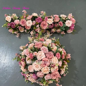 Oem Handmade Wedding Flower Arrangement Artificial Rose Wedding Table Centerpiece Flower Ball Flower Row