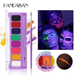 Halloween Face Paint Palette, 8 Color Fluorescent Makeup, Fast Drying Body Paint for Carnival, Party, Festival