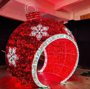 New Ornament Giant Arch Ball Lights for Shopping Malls Outdoor Waterproof Christmas 3D LED Wire Frame Handmade BIg Motif Lights