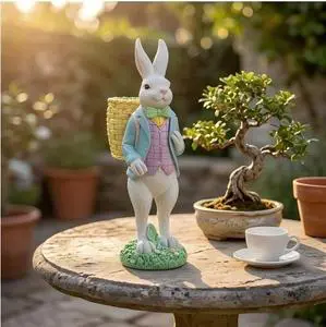 Hot Sale Outdoor Rabbit Planter Pot Christmas Bunny Statue Decorations For Plants Animals Flowerpot Statues