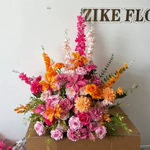 Event Decoration Supplies 80 cm Flower Ball Aisle Flowers Bouquet pink and Orange Flowers Arrangement Wedding Table Centerpiece
