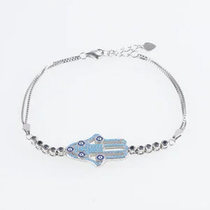 Innovative Personalized Design Devil Eye and Palm element Design Pendant Bracelet Gorgeous and Mysterious 925 Silver Bracelet