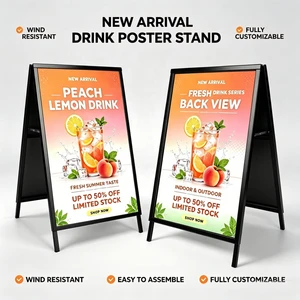 XUANYU 24x36 Inch Heavy Duty A-Frame Single Double-Sided Folding Banner Stand Board Sign Slide-in Steel Metal Frame Pedestal