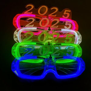 Fashionable LED Light-Up Neon Sunglasses 2025 New Year Party Transparent LED Glasses