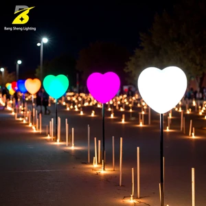 Custom Large RGB Heart Shape Lawn Light Durable Outdoor Waterproof LED Decor for City Park
