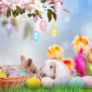 Easter Decorations Eggs Hanging Ornaments Favors Supplies Colorful for Easter Tree Basket Decor Eco-friendly
