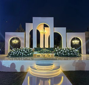 SMS Square Outdoor LED Acrylic Arch Events Backdrop Stage Decoration Lighted Wedding Arch Backdrop Stage Ceremony