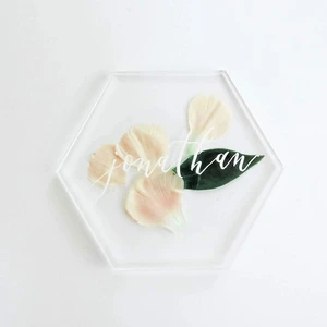 Personalized Customizable Size Eco-Friendly Table Seating Card DIY Clear Blank Hexagon Acrylic Place Card for Weddings