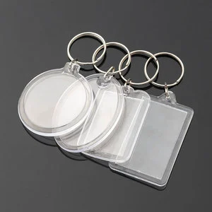 Cheap Custom Clear Digital Printed Logo Picture Frame Plastic Key Chain Blank Transparent Insert Acrylic Photo Keychain